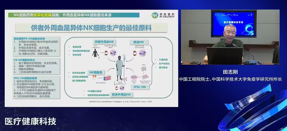 中国工程院院士田志刚：外周血可能是异体NK细胞最佳的生产来源